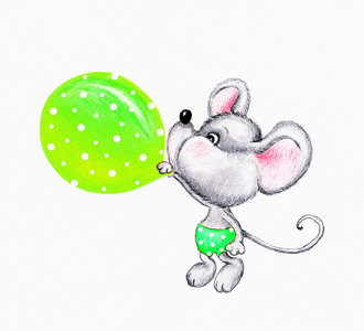 可爱的老鼠吹气球