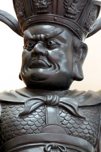 中国宗教的黑神雕像照片