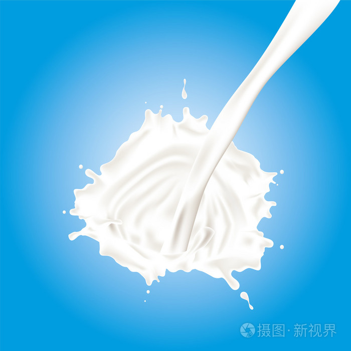 飞溅的牛奶.矢量插画