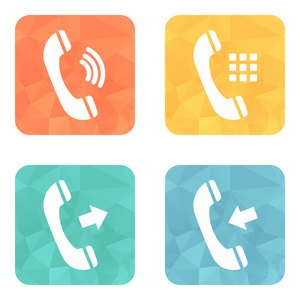 TelefonSymbole, die auf farbigen TastenHintergrund festlegen电话