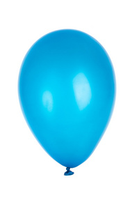 白色上孤立的单个蓝色气球