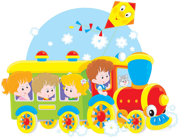 孩子们乘火车旅行