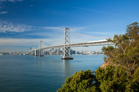 旧金山市全景和湾大桥