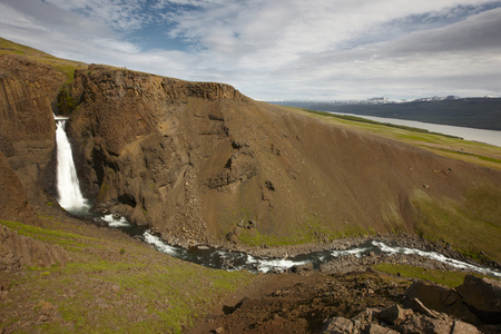 冰岛。东峡湾。拉加尔河地区。litlanesfoss 瀑布