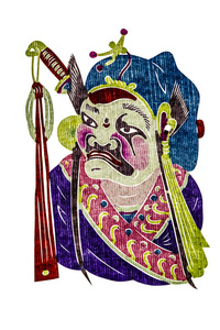 中国传统京剧脸谱，孤立的白色背景上