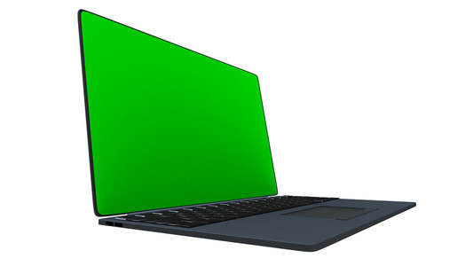 3d 渲染的一台笔记本电脑与绿色
