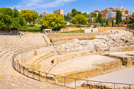 在塔拉戈纳，西班牙的罗马圆形剧场的视图