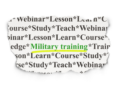 教育理念 纸张背景上的军事训练