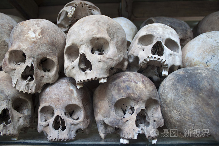 堆积的人类头骨