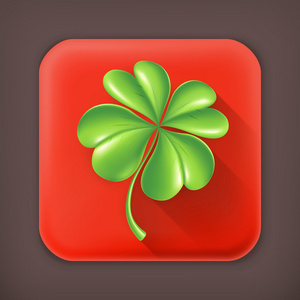 四叶草图标幸运四叶草,长阴影矢量图标照片