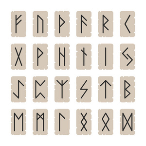 维京人一套在背景上的迹象符文一套照片