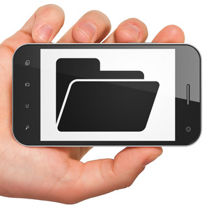 经营理念: 在智能手机上的文件夹照片