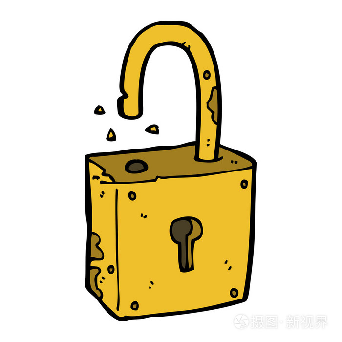 卡通生锈的旧挂锁