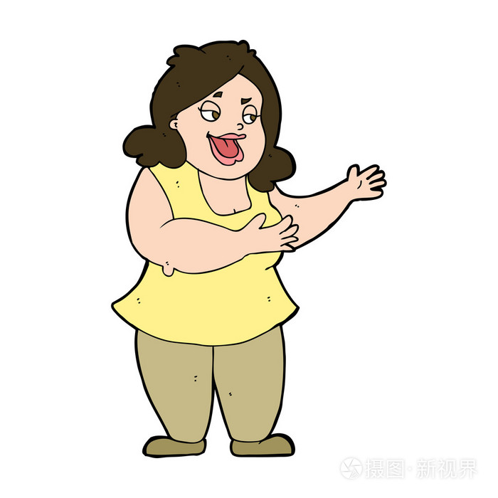 卡通快乐的胖女人