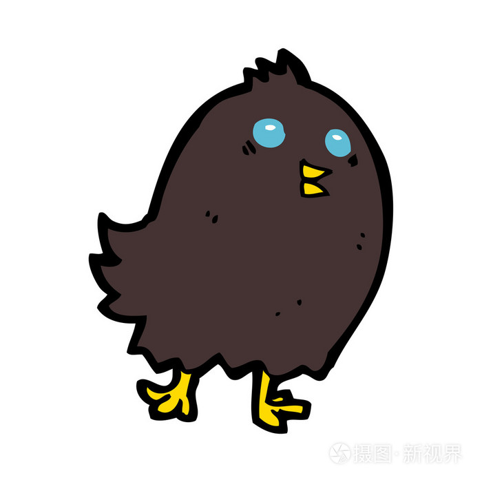 卡通幽灵般只黑色的鸟
