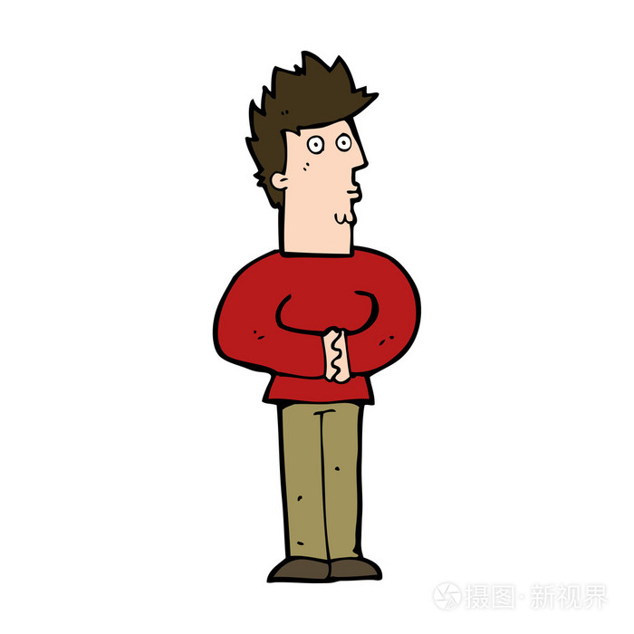 卡通紧张不安的人