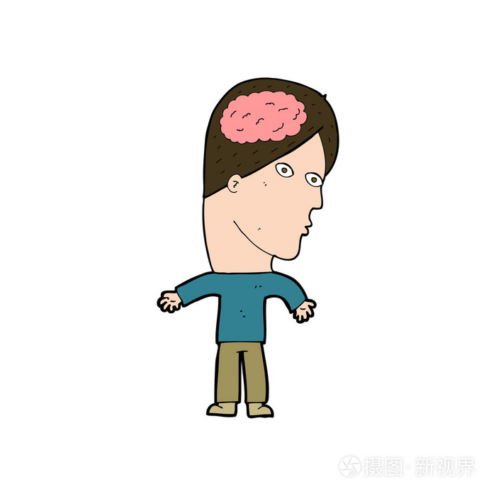 卡通漫画与大脑符号的人