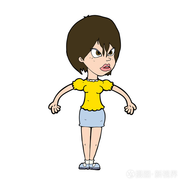 卡通懊恼的女人