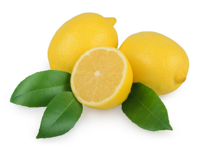 新鲜的柠檬上白色隔离