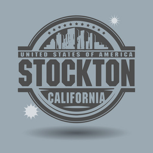 邮票或带有文本的标签斯托克顿，加利福尼亚州内