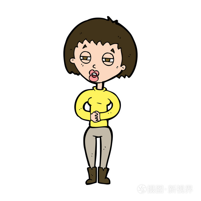 卡通疲惫的女子