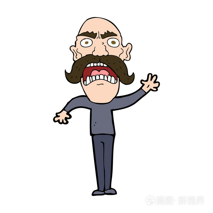卡通愤怒的老男人