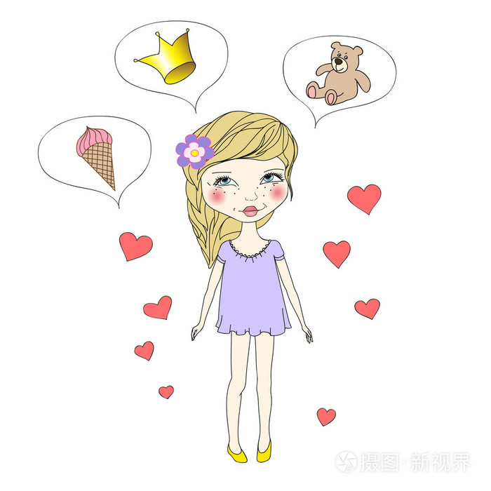 一个小女孩的梦想插画-正版商用图片1feet4-摄图新视界