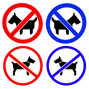 没有狗或宠物，警告标志，孤立的圆形标志