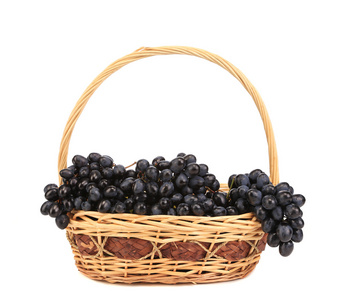 黑色成熟的葡萄，在篮子里