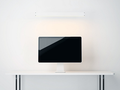 白色的桌上的电脑显示器