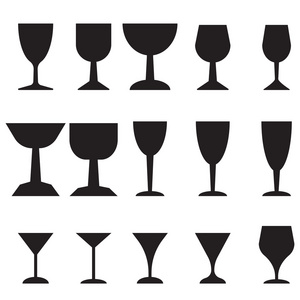 葡萄酒杯，矢量格式的剪影