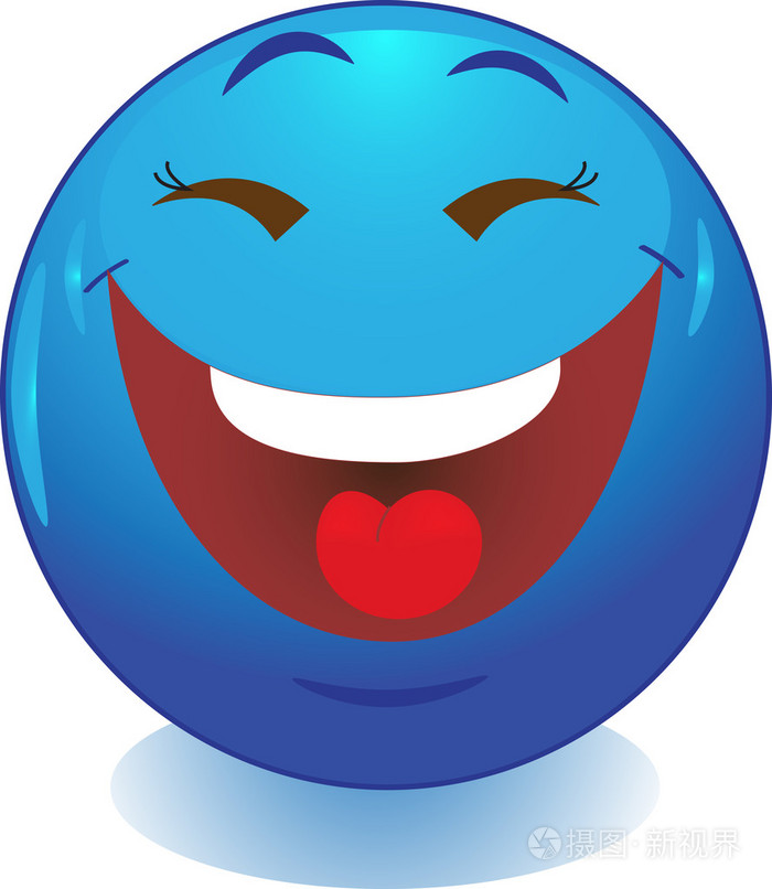 蓝色笑脸微笑