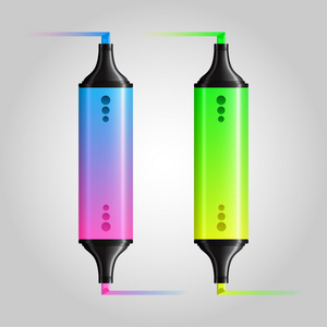 多彩多姿的毡的笔或荧光笔设置