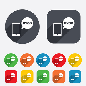 byod 签名图标。带您自己的设备符号