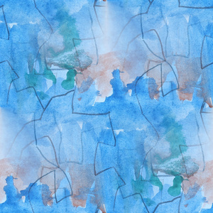 油漆炫彩的蓝色，棕色花纹纹理抽象水彩画