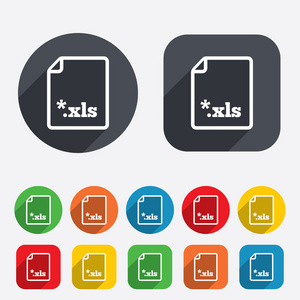 excel 文件文档图标。xls 下载按钮