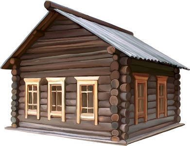 矢量图的木制老式详细房子
