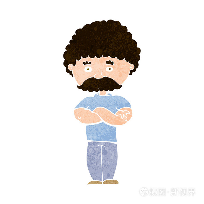 交叉着双臂的卡通爸爸