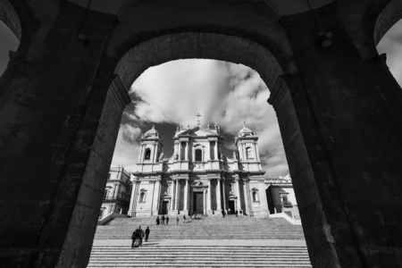 Italy, Sicily, Noto, S. Nicol Cathedral baroque facade