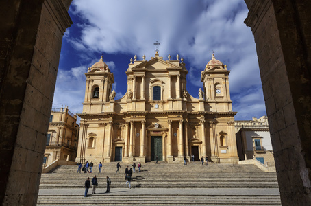 Italy, Sicily, Noto, S. Nicol Cathedral baroque facade