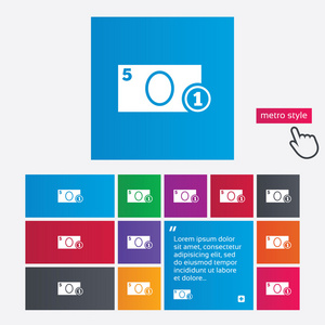 现金签名图标。货币符号。硬币
