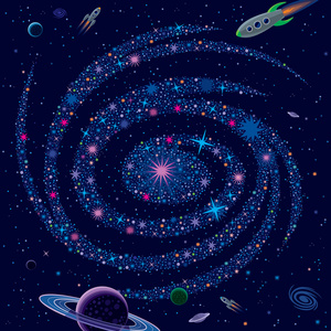 宇宙微波背景星系和宇宙飞船