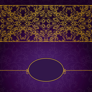 抽象的金色和紫色邀请框架