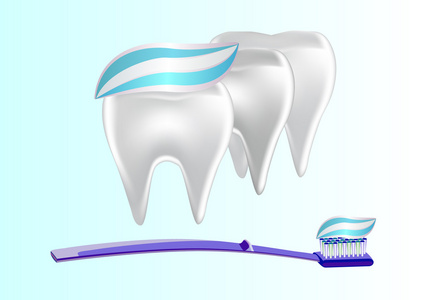横幅牙膏牙齿。矢量