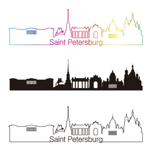 圣彼得堡的天际线直线型，彩虹