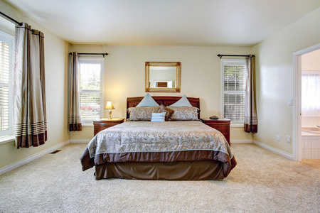 典雅的卧室，有美丽的床上用品