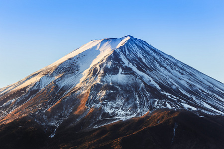 从清晨的河口湖车站登上富士山