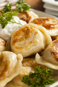 自制波兰 pierogis 有酸奶油