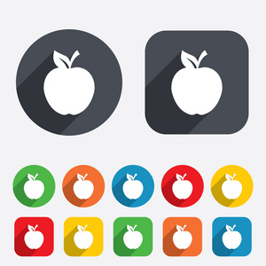苹果标志图标。水果与叶符号