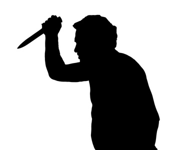 粗短用刀人剪影欧洲刺伤照片